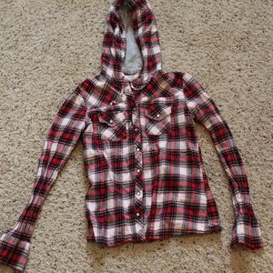 Red Plaid Hooded Flannel
